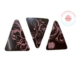 Étcsokoládé háromszög virág mintás rózsaszín